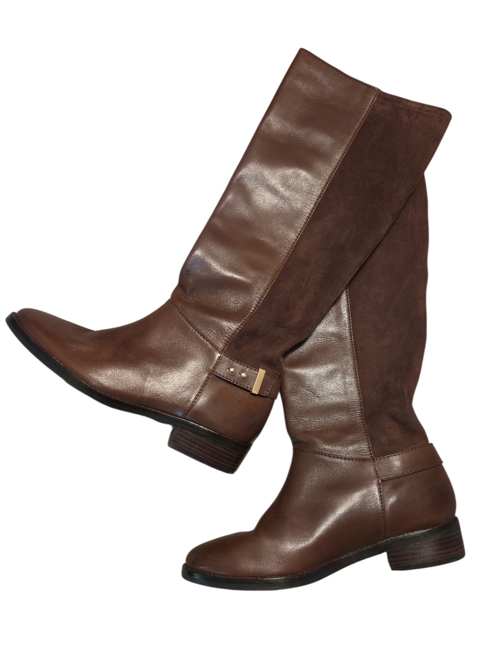 Cole Haan Two Tone Brown Leather and Suede Over the Knee Boots Size 8.5